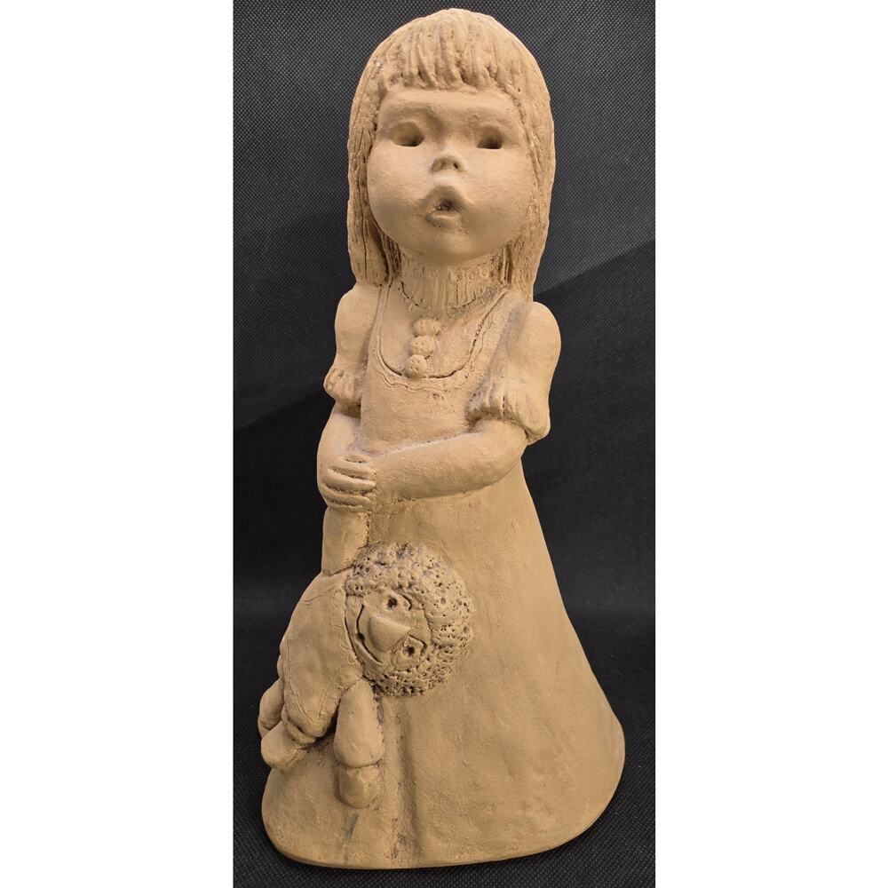 Vtg Lee Bortin Originals Girl With Doll 12" Figurine Clay Pottery Terracota
